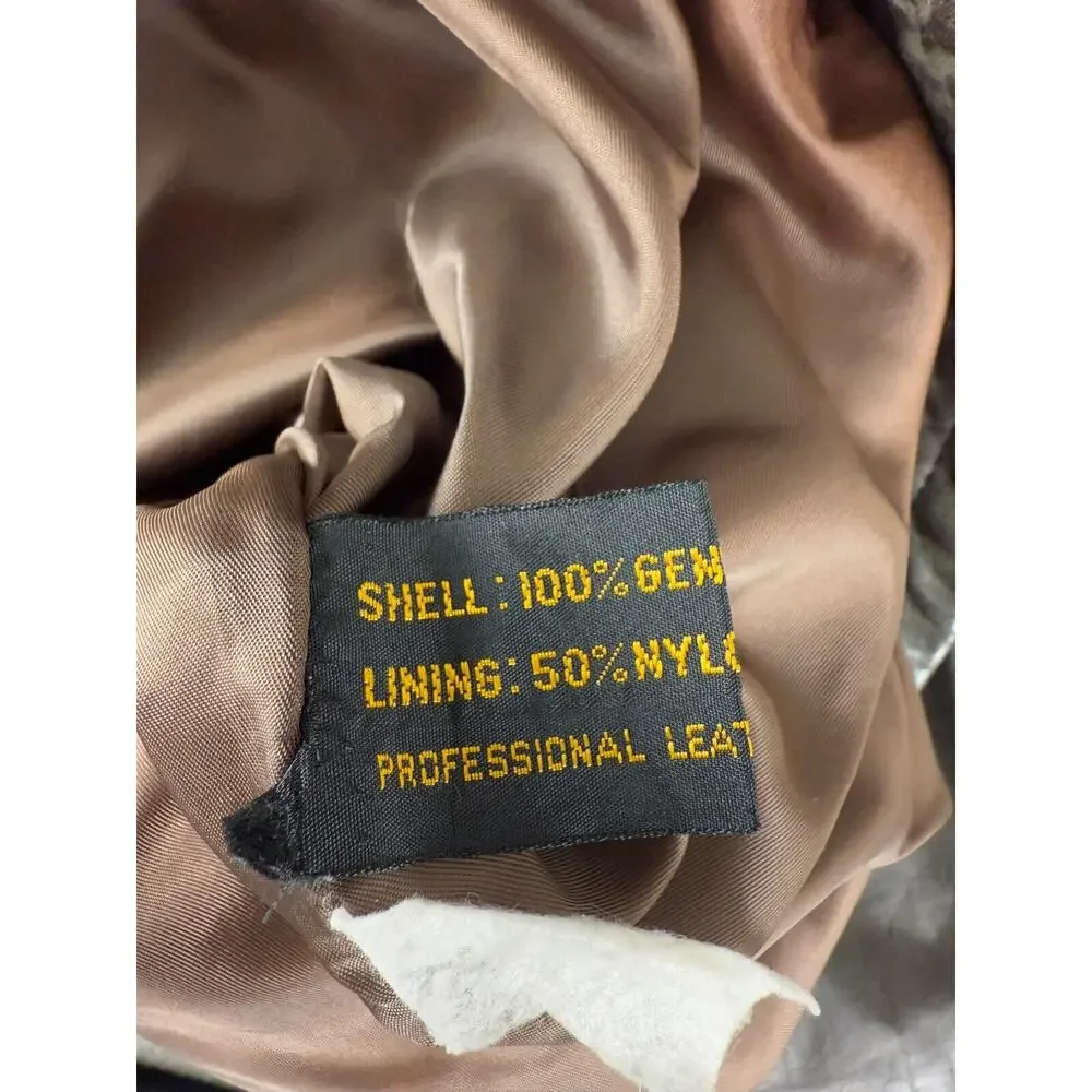 Reed Sportswear Men Size L44 Genuine Leather Moto Jacket Zip Brown Biker Outdoor